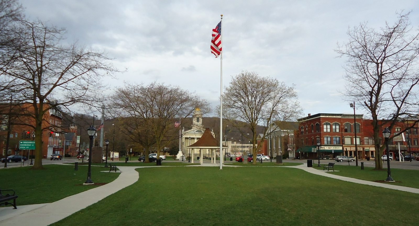 Downtown Norwich, NY village green