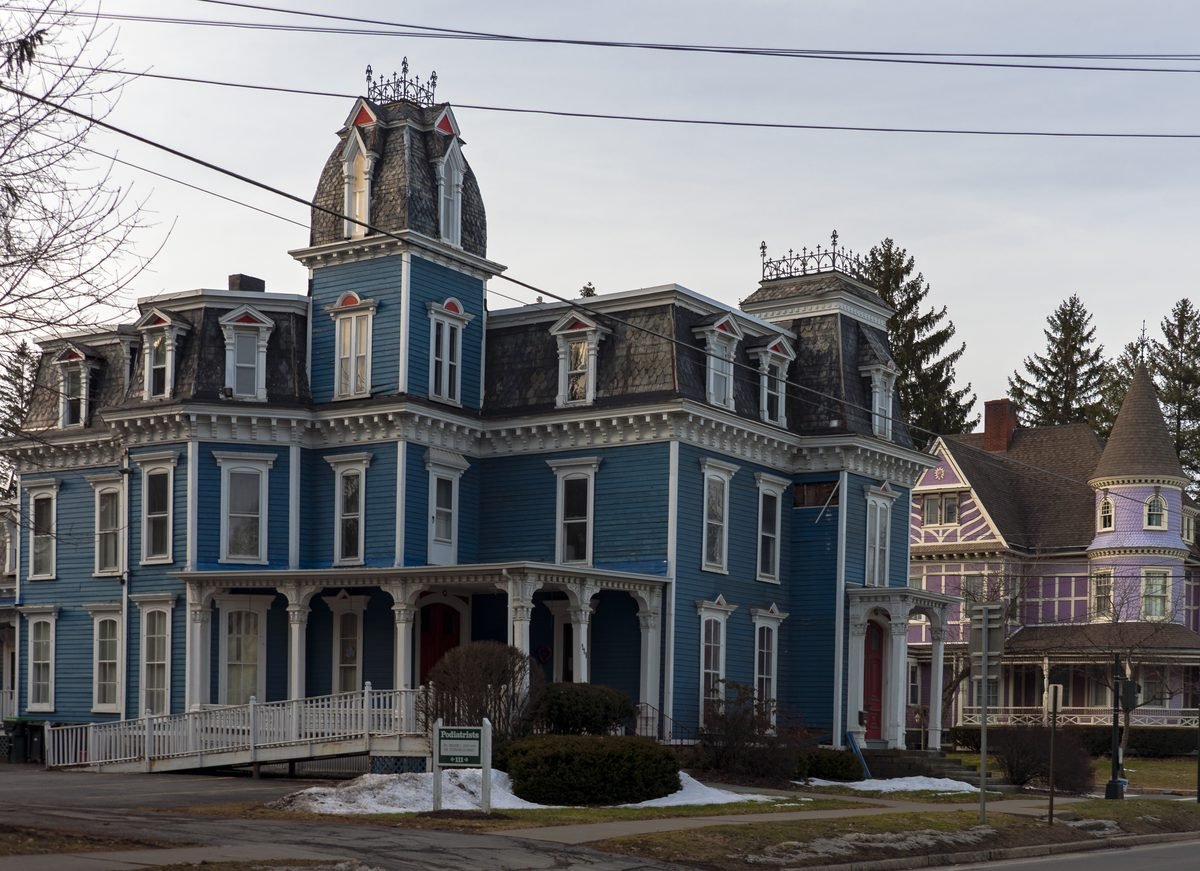 Historic Victorian houses on North Broad Street, Norwich, NY